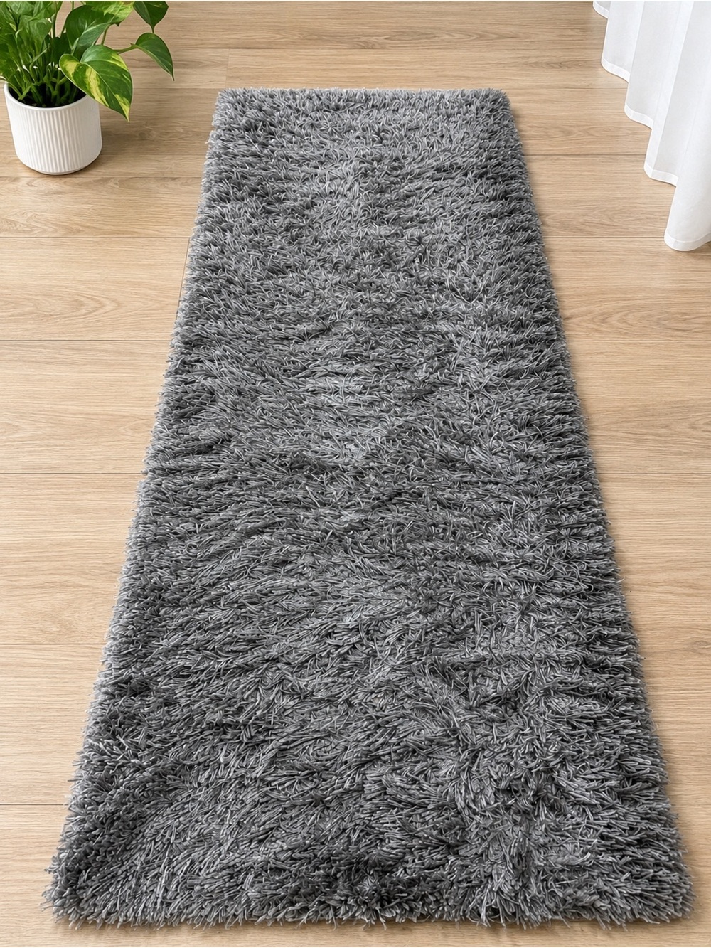 Gray Shag Runner Rug - Cozy Home Accent